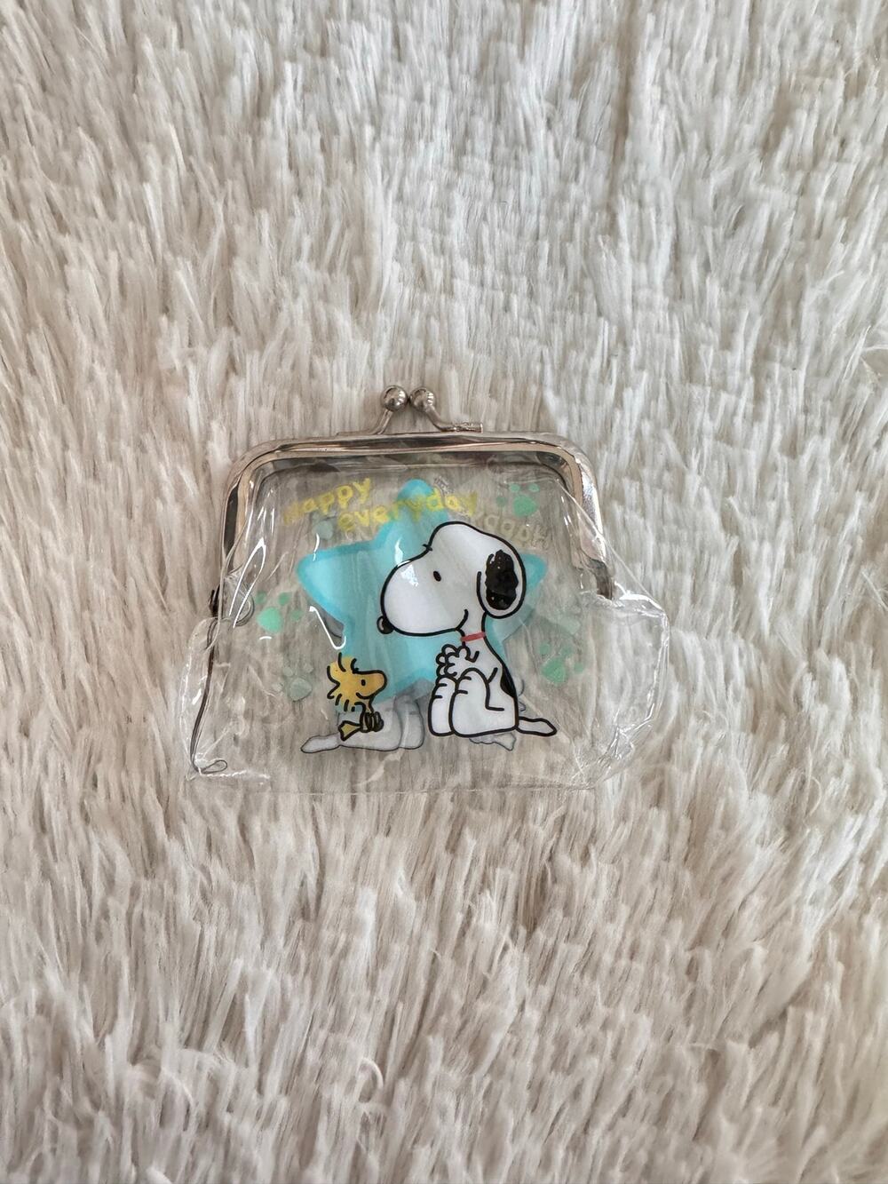 Snoopy clear coin purse vintage style with Snoopy and Woodstock graphic